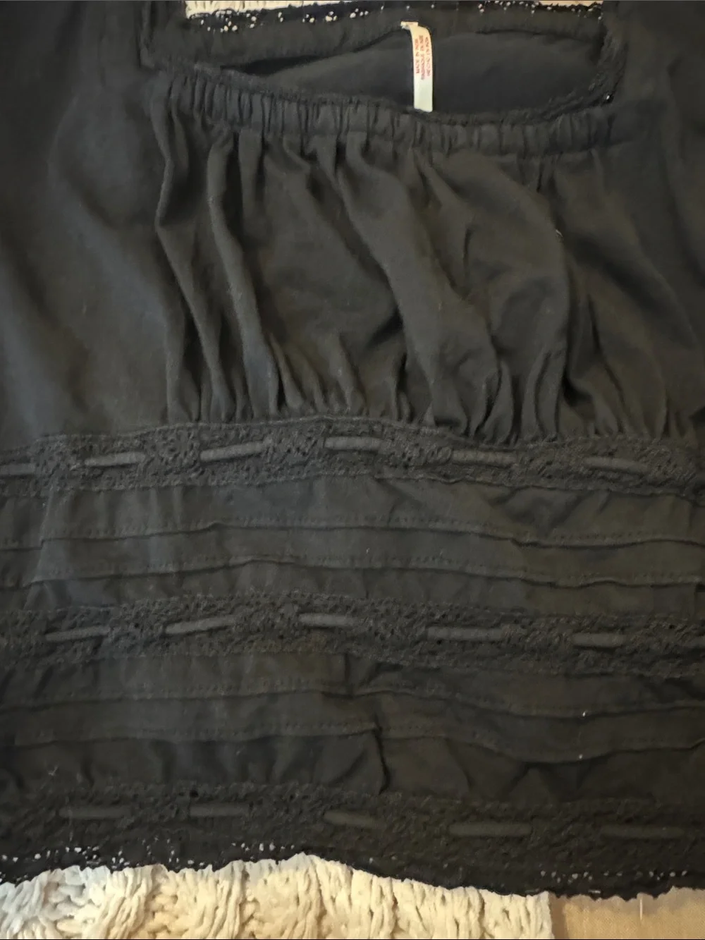 NWOT Free People Black Square-Neck Long-Sleeve Crop Top